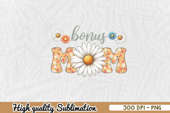 Bonus Mom Retro Hippie Floral PNG