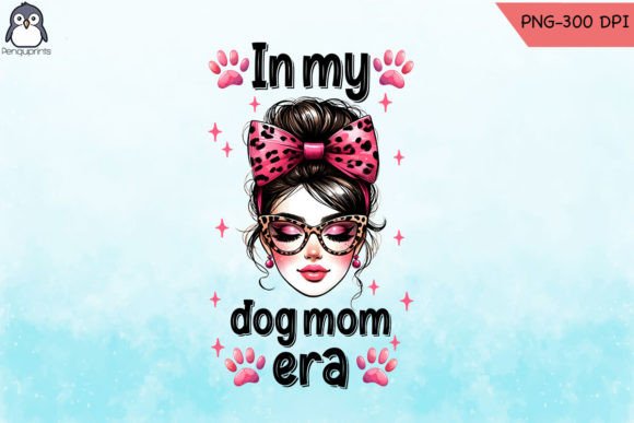 Cute Messy Bun Dog Mom Sublimation PNG