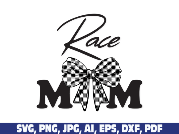Race Mom Checkered Bow: Graphics for Crafts